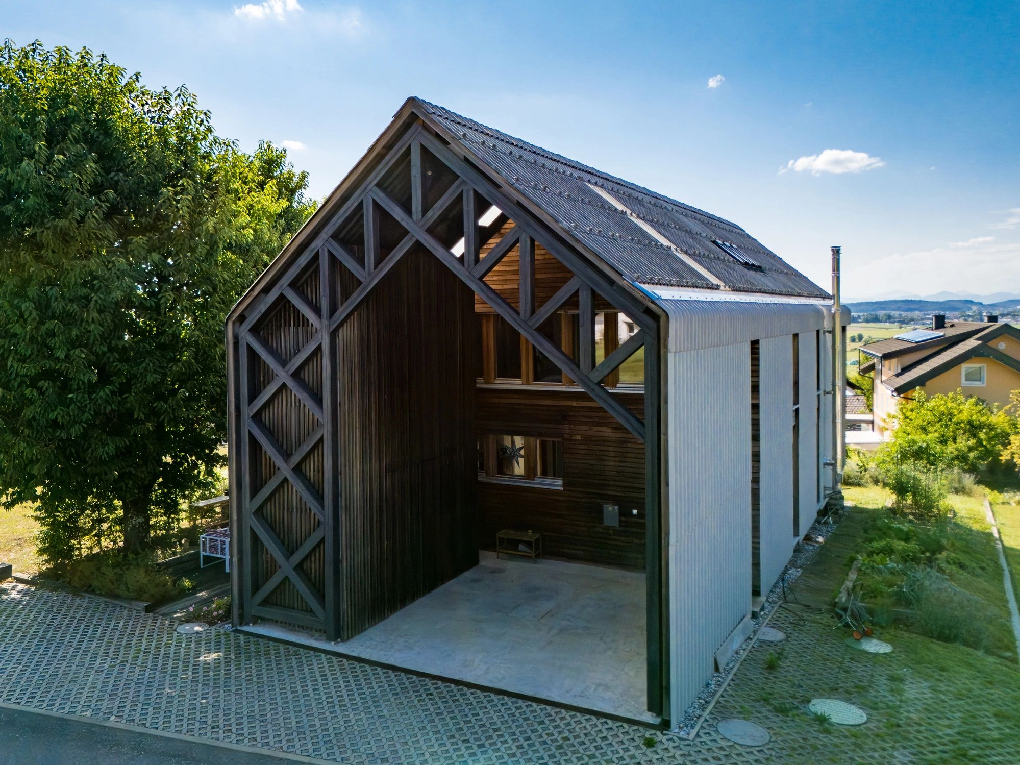 Contemporary modular home with a structural frame
